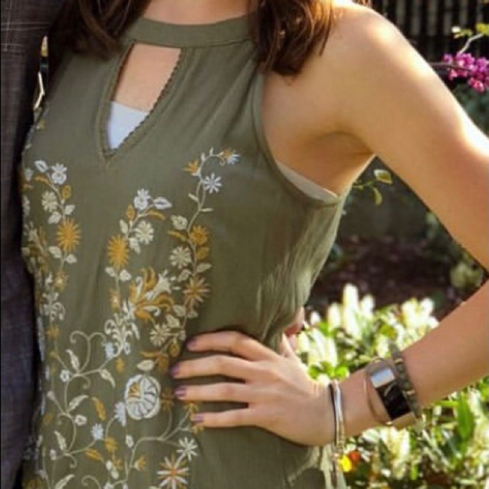 Francescas Green Shift Dress with Flowers